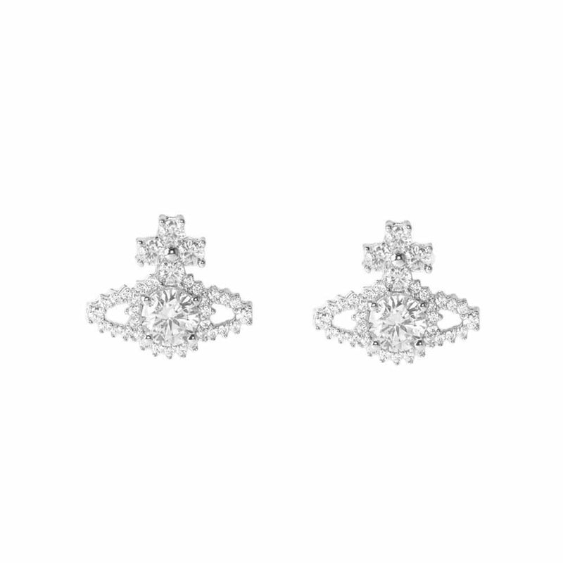 Vivienne Westwood Valentina Bas Relief Orb Earrings, Rhodium Plated