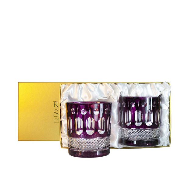 Royal Scot Crystal Belgravia 2 Mulberry Large Crystal Tumblers, 95mm