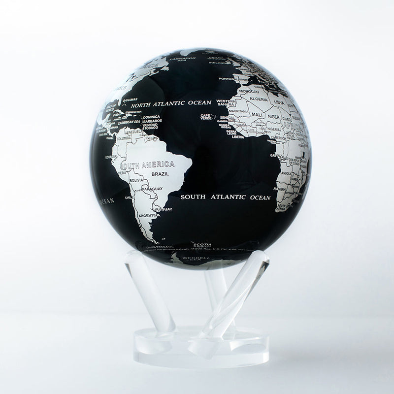 Black and Silver Mova Globe 6 inch