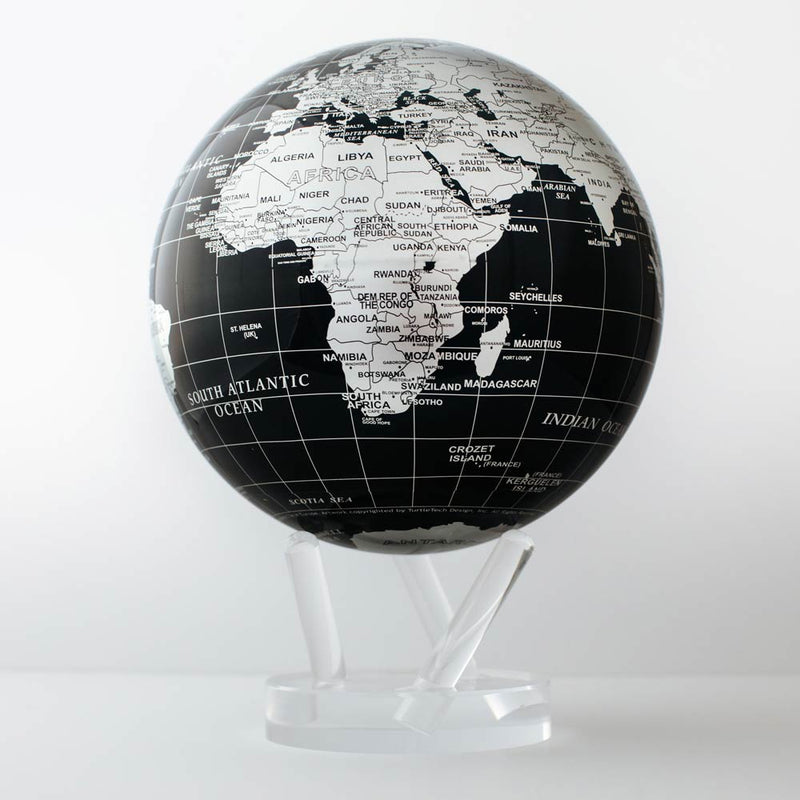 Black and Silver Mova Globe 8.5 inch
