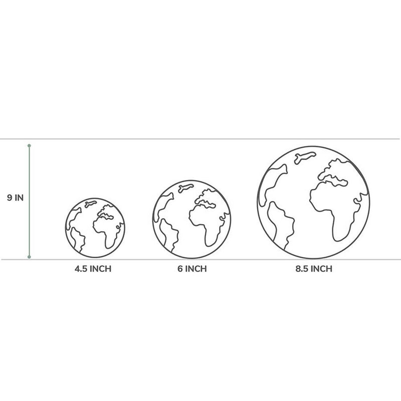 6 inch Mova Globe Blue Relief Map - Globe Sizing