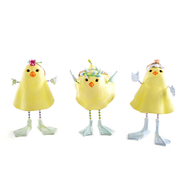 Mackenzie-Childs Patience Brewster Marshmallow Chick Ornaments, Set of 3