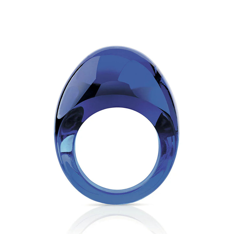Lalique Cabochon Cap Ferrat Blue Ring, Size 59