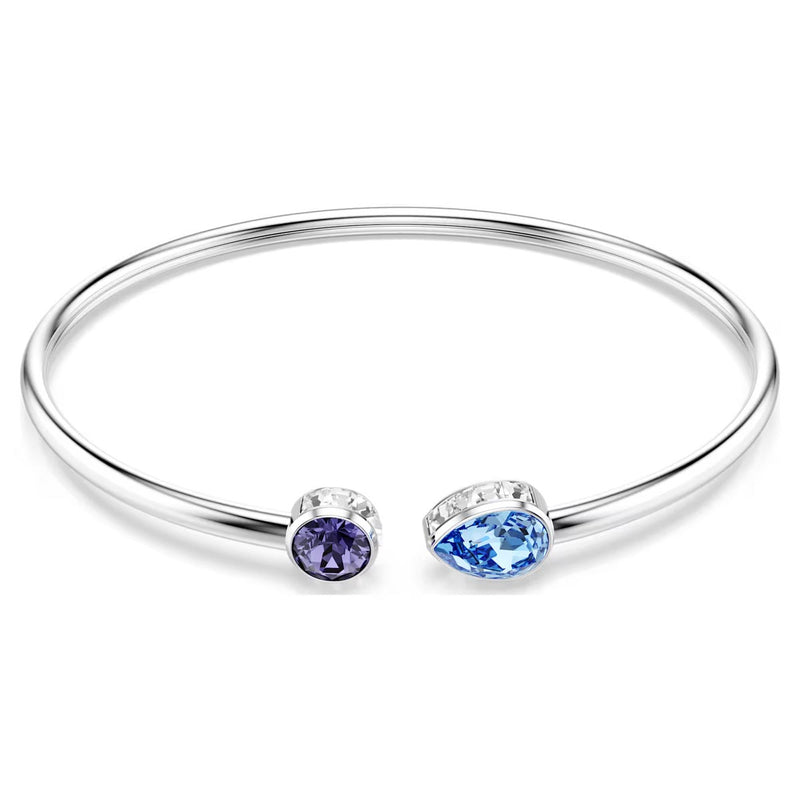 Swarovski Chroma bangle, Mixed cuts, Multicoloured, Rhodium plated