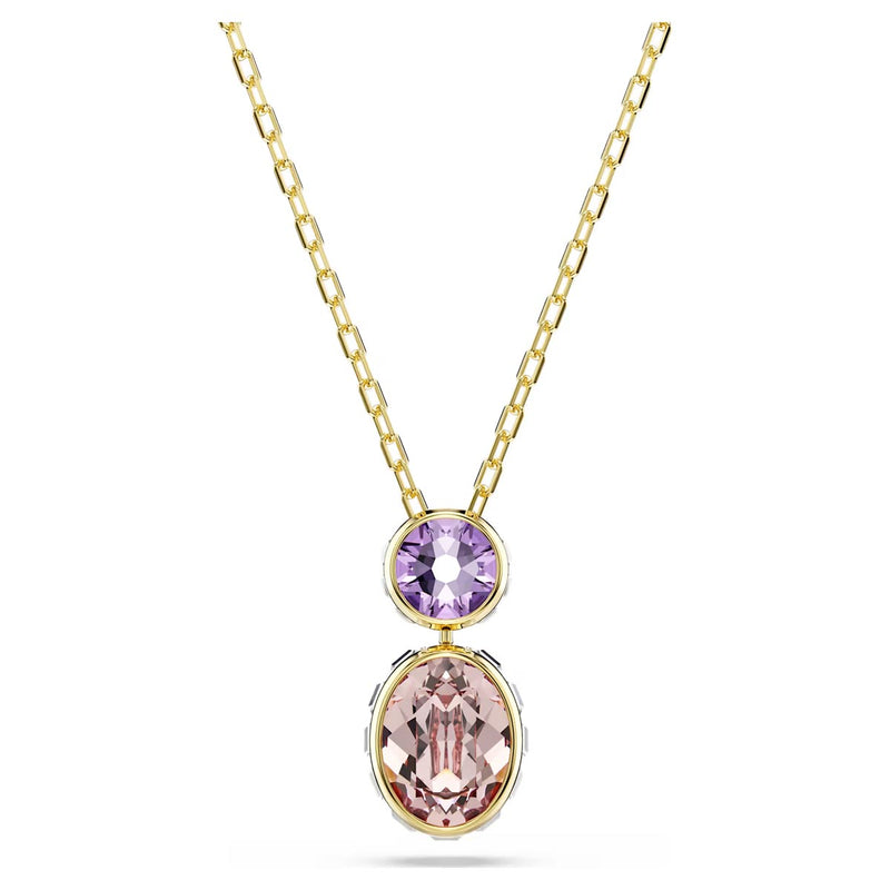 Swarovski Chroma pendant, Mixed cuts, Multicoloured, Gold-tone plated