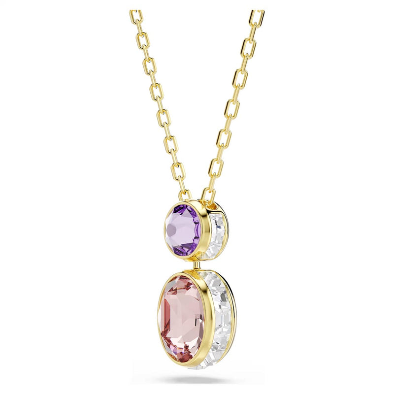Swarovski Chroma pendant, Mixed cuts, Multicoloured, Gold-tone plated