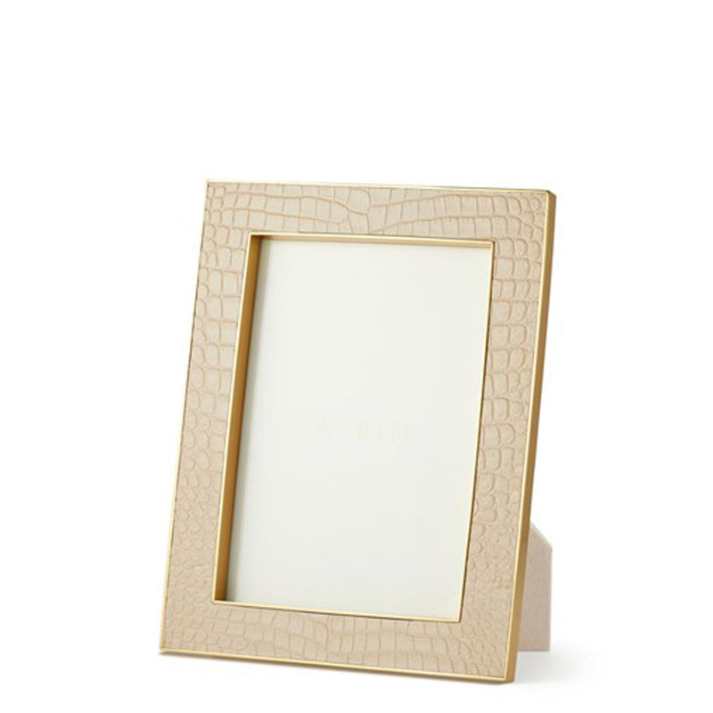 Aerin Classic Croc Leather Frame, Fawn, 5 x 7"