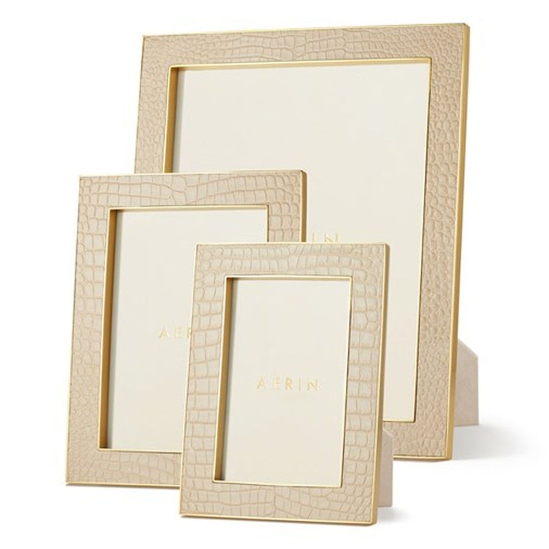Aerin Classic Croc Leather Frame, Fawn, 5 x 7"