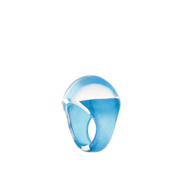 Lalique Cabochon Light Blue Ring, Size 51