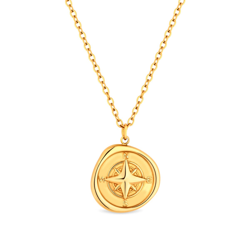 Amori Compass Necklace, Gold
