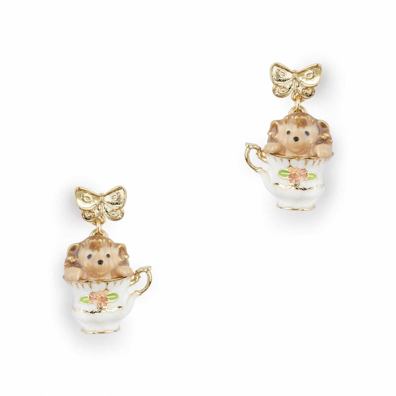 Bill Skinner Hedgehog Tea Cup Earrings