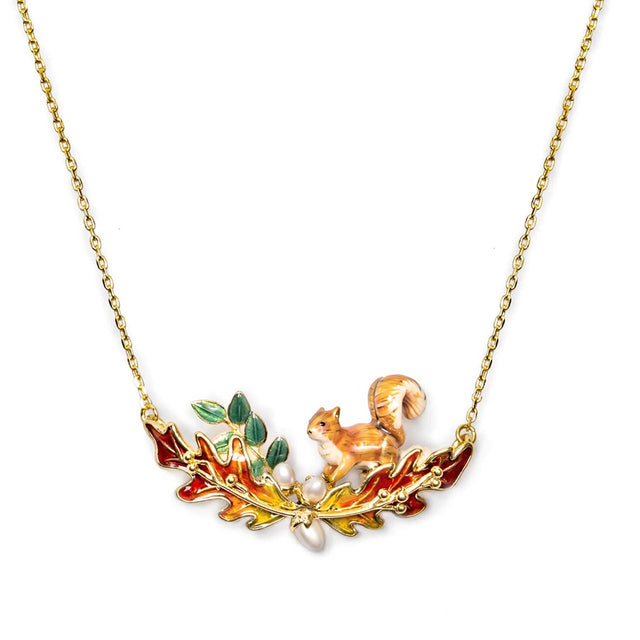 Bill Skinner Squirrel & Acorn Necklace