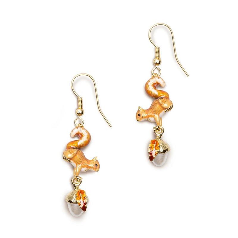 Bill Skinner Squirrel & Acorn Drop Earrings