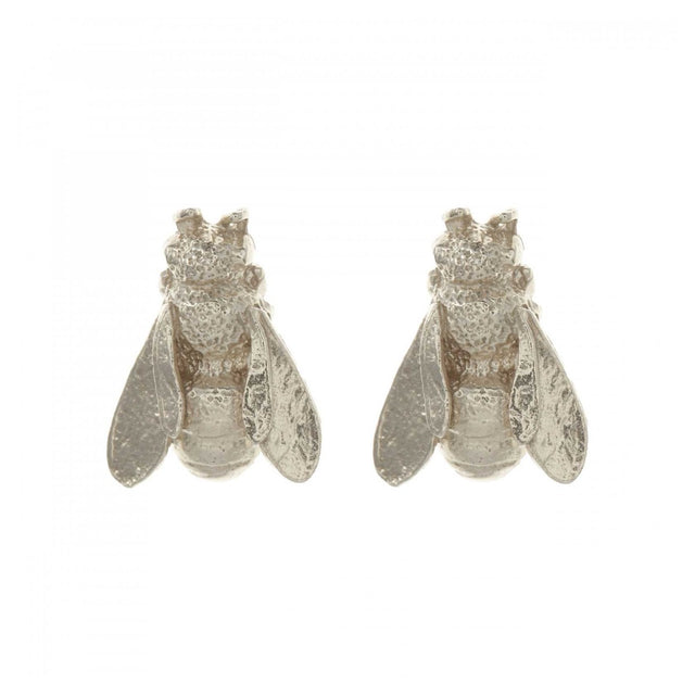 Alex Monroe Large Honey Bee Studs, Silver Plated
