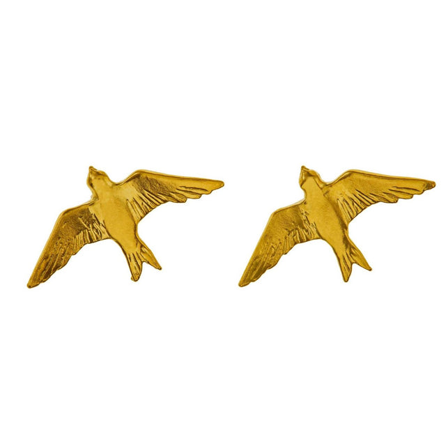 Alex Monroe Flying Swallow Stud Earrings, Gold Plated
