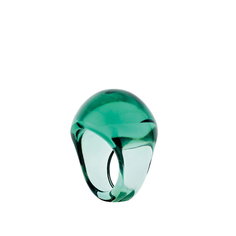 Lalique Cabochon Deep Green Ring, Size 49