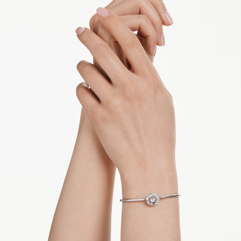 Swarovski Dextera bangle, Round cut, White, Rhodium plated, Medium