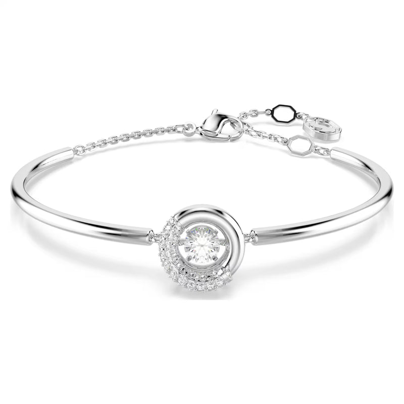 Swarovski Dextera bangle, Round cut, White, Rhodium plated, Medium