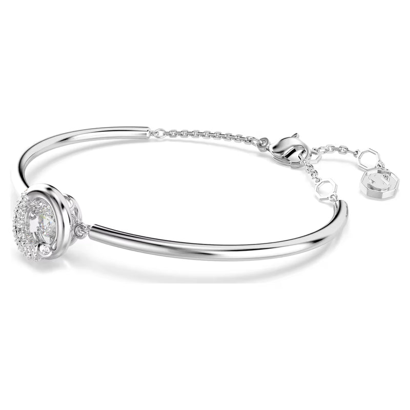 Swarovski Dextera bangle, Round cut, White, Rhodium plated, Medium