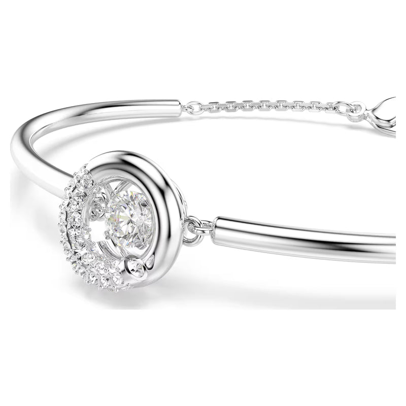 Swarovski Dextera bangle, Round cut, White, Rhodium plated, Medium