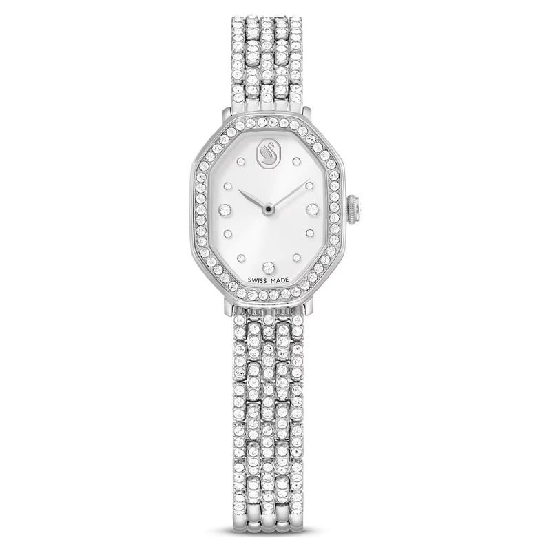 Swarovski Dextera octagon watch, Crystal, Swiss Made, Metal bracelet, Silver tone, Stainless steel