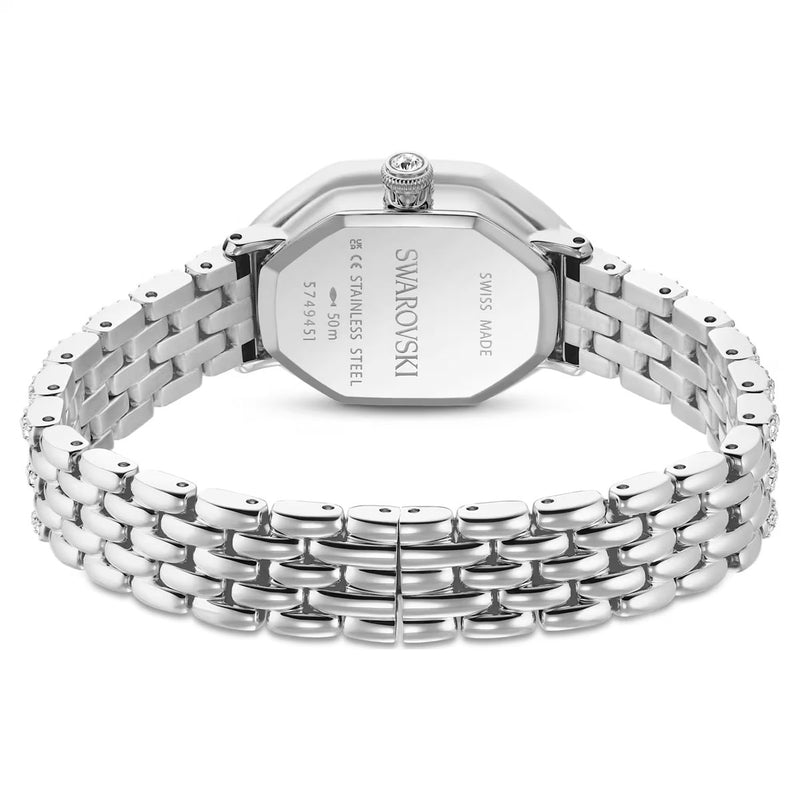 Swarovski Dextera octagon watch, Crystal, Swiss Made, Metal bracelet, Silver tone, Stainless steel