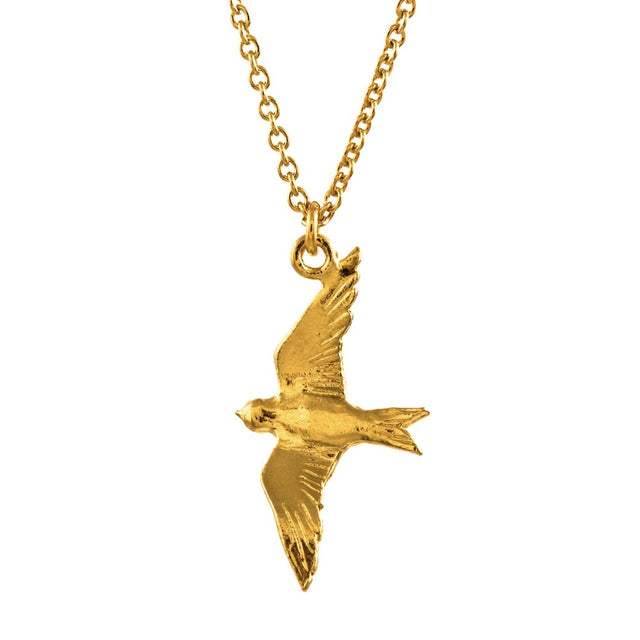 Alex Monroe Flying Swallow Necklace, Gold Plated