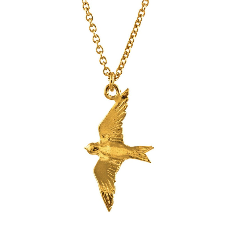 Alex Monroe Flying Swallow Necklace, Gold Plated