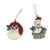 Mackenzie-Childs Holiday Beaded Santa & Snowman Ornaments, Set of 2