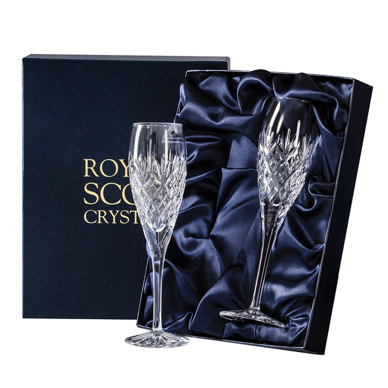 Royal Scot Crystal Edinburgh 2 Champagne Flutes, 225mm
