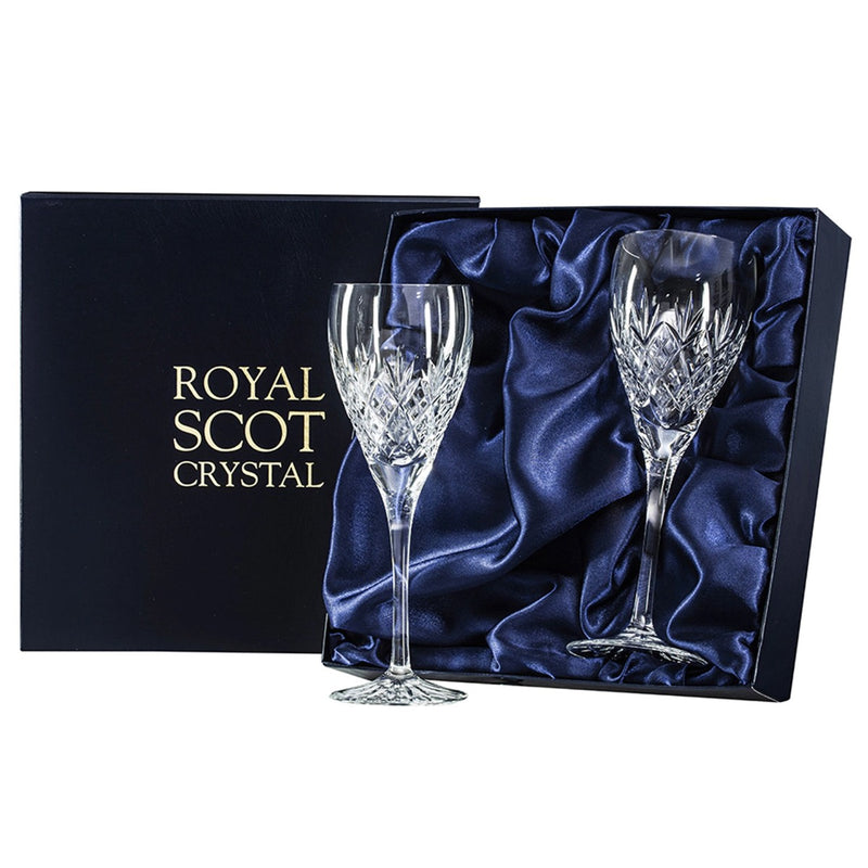 Royal Scot Crystal Edinburgh 2 Large Crystal Wine Glasses 238mm (Presentation Boxed)
