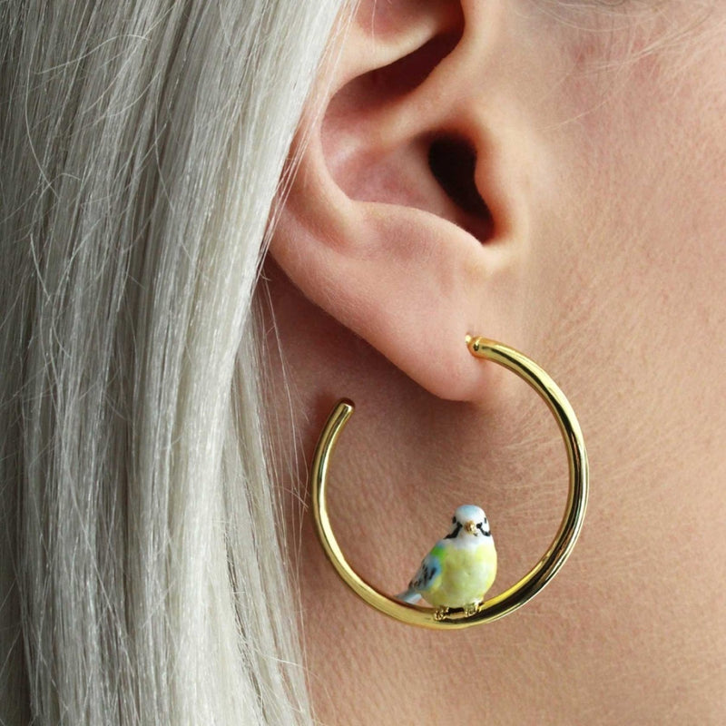 Bill Skinner Blue Tit Hoop Earrings #3