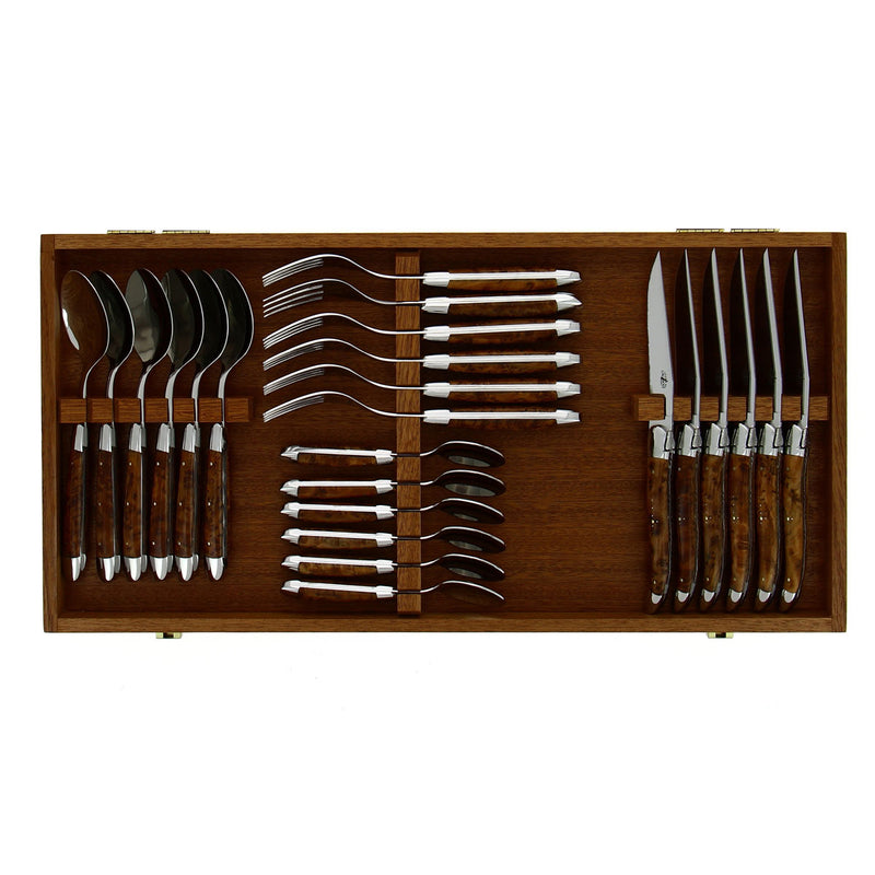 Forge de Laguiole Set of 24 pieces, Thuya Shiny Handle