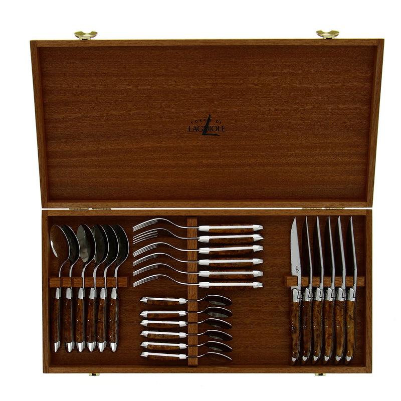 Forge de Laguiole Set of 24 pieces, Thuya Shiny Handle