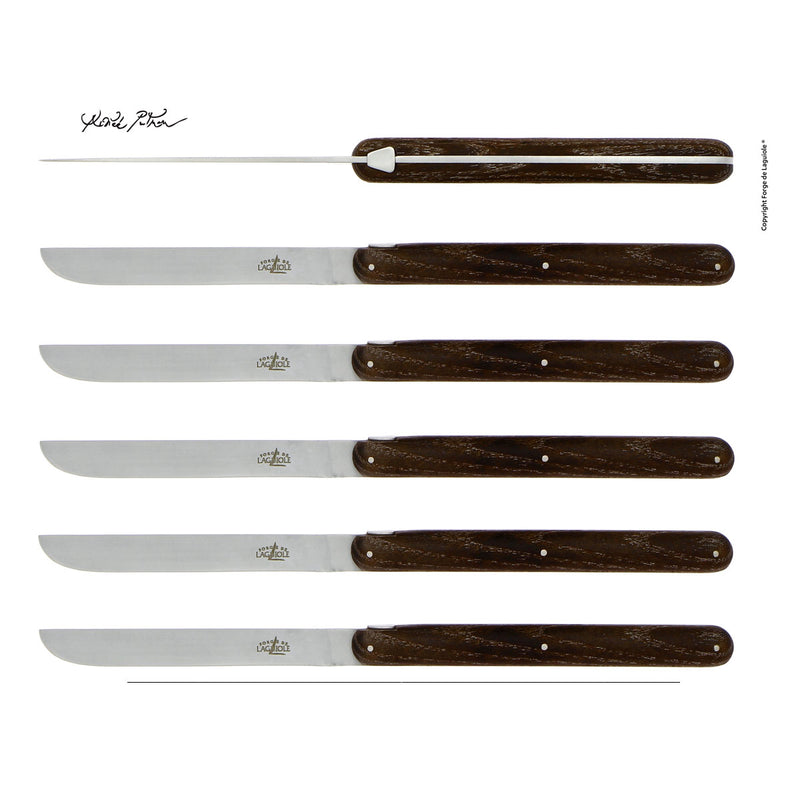 Forge de Laguiole Table Knives Set of 6, Putman, Ash Tree Handle