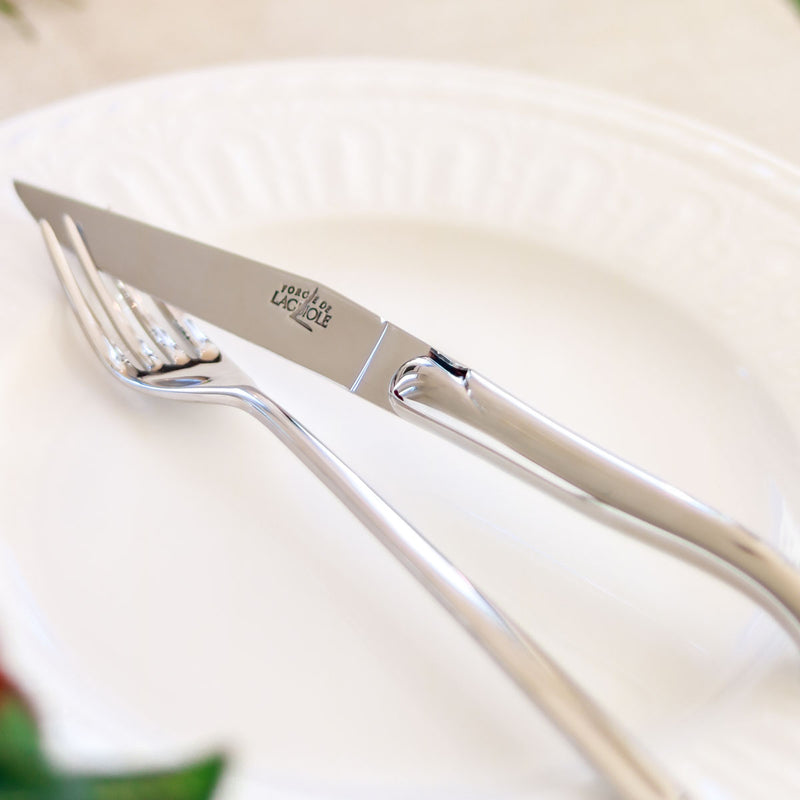 Forge de Laguiole Table Knives Set of 6, Starck, Shiny Finish Handle
