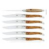 Forge de Laguiole Table Knives Set of 6, Juniper Shiny Handle