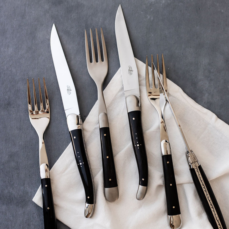 Forge de Laguiole Table Knives Set of 6, Ebony Shiny Handle