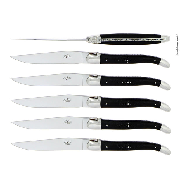 Forge de Laguiole Table Knives Set of 6, Ebony Shiny Handle