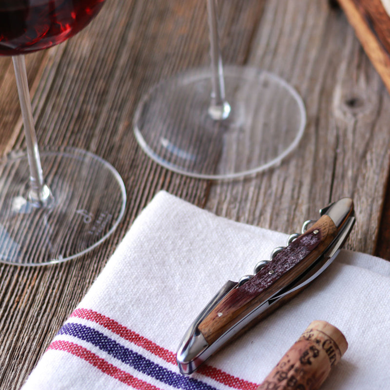 Forge de Laguiole Sommelier Knife, Stamped Bee, Barrel Oak Handle