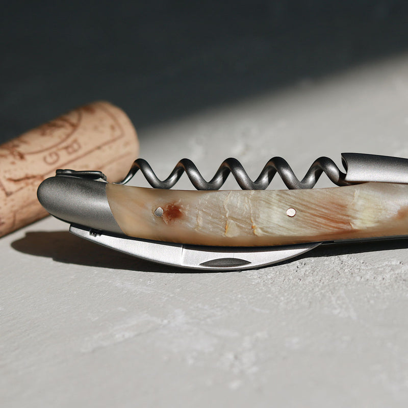 Forge de Laguiole Sommelier Knife, Stamped Bee, Aubrac Horn Handle