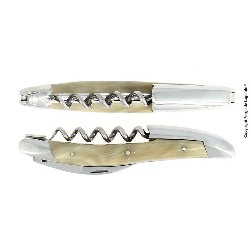 Forge de Laguiole Sommelier Knife, Stamped Bee, Light Horn Handle