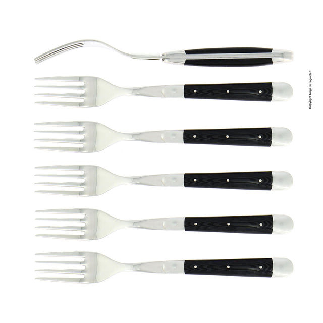 Forge de Laguiole Forks Set of 6, Black Handle