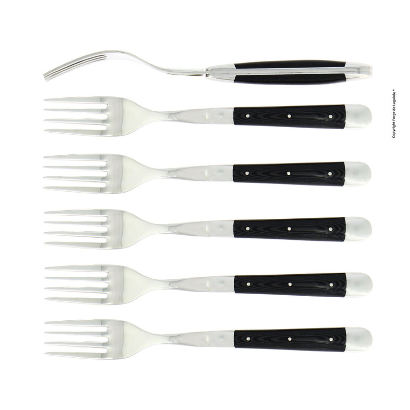Forge de Laguiole Forks Set of 6, Black Handle