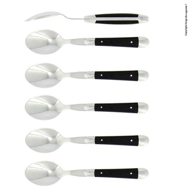 Forge de Laguiole Soup Spoons Set of 6, Black Handle