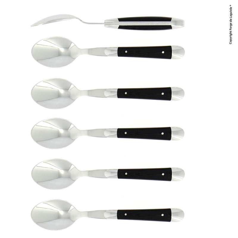 Forge de Laguiole Coffee Spoons Set of 6, Black Handle