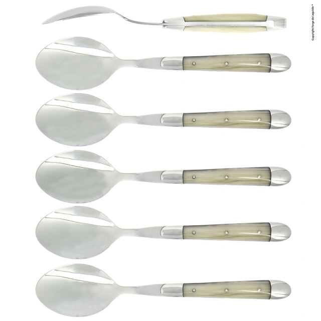 Forge de Laguiole Soup Spoons Set of 6, Opalescence Handle