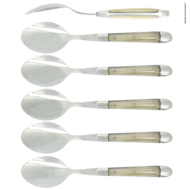 Forge de Laguiole Soup Spoons Set of 6, Opalescence Handle