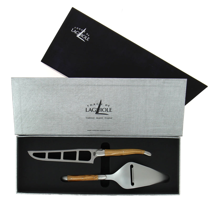 Forge de Laguiole Cheese Set, Barthélémy, Olivewood Handle
