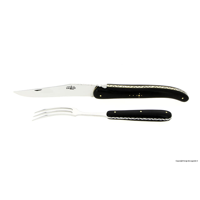Forge de Laguiole Carving Set, Prestige model, Ebony Handle
